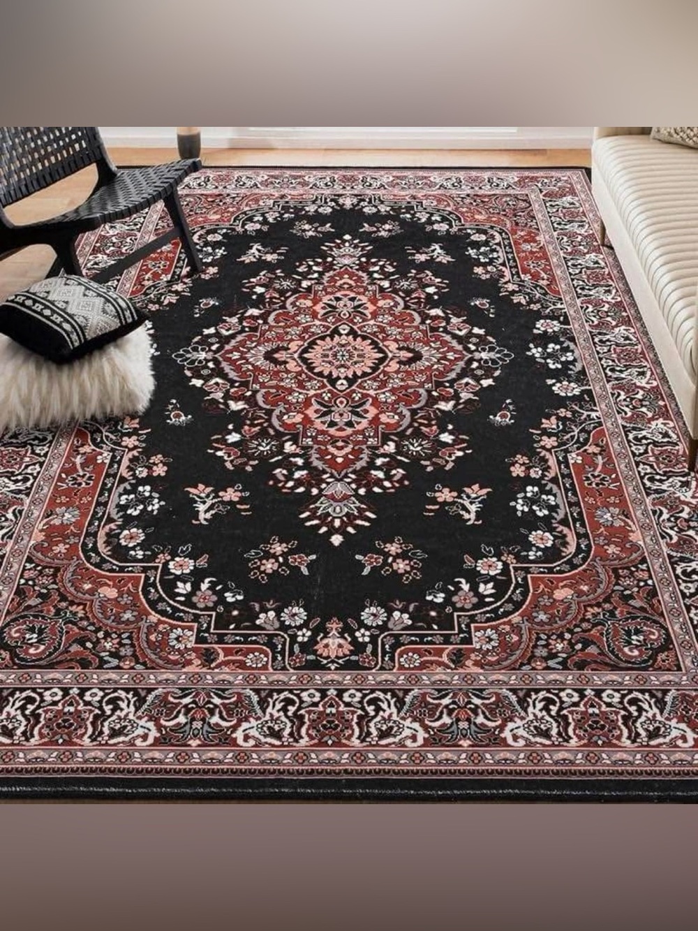NEW 4x6 ft Soft Machine Washable Persian Area Rug with non-slip backing